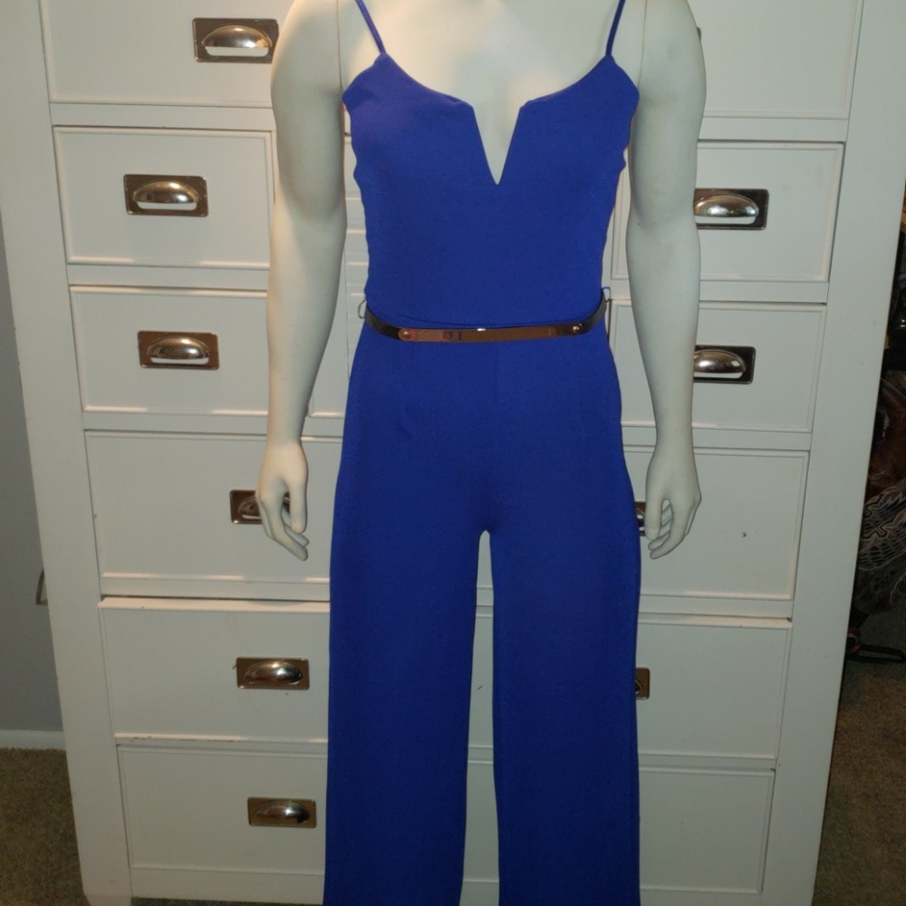 Cobalt blue jumpsuit.